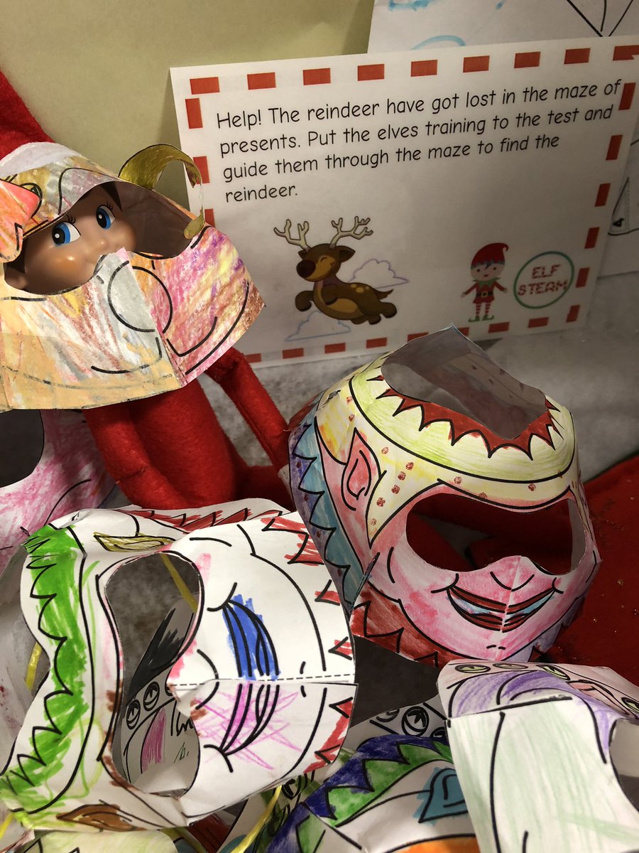 KirktonPS's tweet photo. December saw a visit from @elfontheshelf with a #ElfSTEAM challenge every day, finding Tinsel and Tea Towels in the dressing up box to tell the story of the Nativity and a celebration of our HT of 18 years, Mrs Cunningham, retiring after 43 years with @FifeEduTeam #KOL2018 https://t.co/OzNhkPmYhR