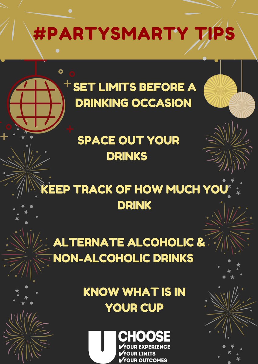 SCSUChoose's tweet photo. Happy New Years! Enjoy your time with friends and family, but remember these UChoose Tips! #SCSUChoose #UrLimits #UrOutcomes #UrExperiences https://t.co/UvEswMsNDr