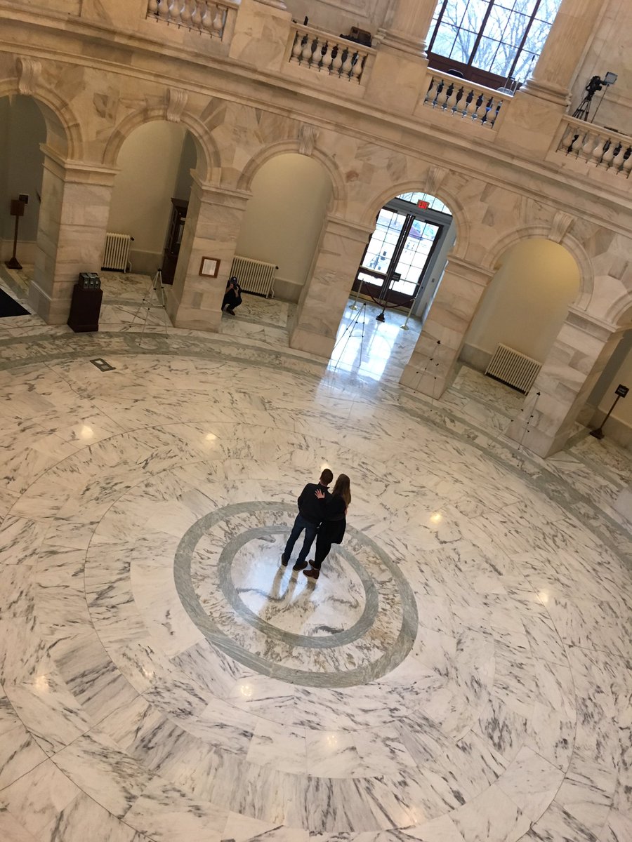 GarrettHaake's tweet photo. OMG! A couple just got engaged in the Russell Rotunda right behind/below me just before my live shot! https://t.co/hUcolMil8N