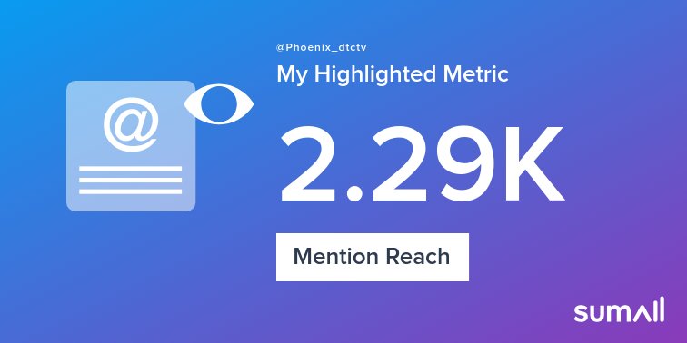 Phoenix_dtctv's tweet photo. My week on Twitter 🎉: 2 Mentions, 2.29K Mention Reach, 5 Likes, 1 Retweet, 125 Retweet Reach. See yours with https://t.co/1AUUgYittw https://t.co/CdA6XctRhY
