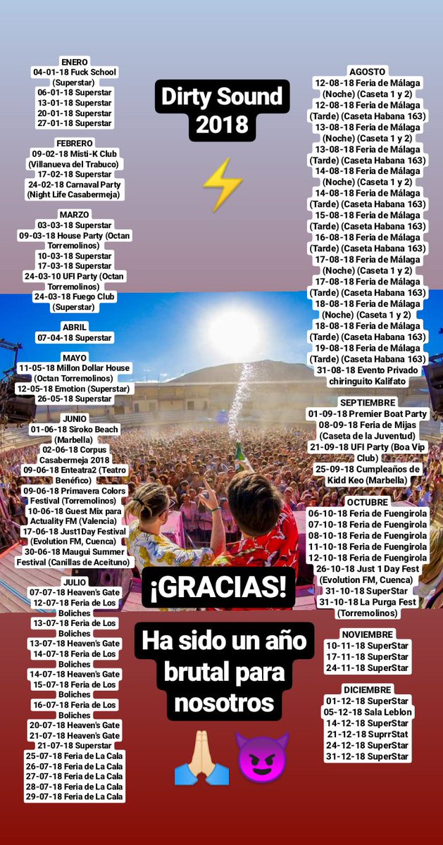 Jackastromusic's tweet photo. Un millón de gracias a toda la peña que ha estado apoyándonos en este 2018, el cual ha sido BESTIAL para nosotros. Estamos trabajando duro para obtener un 2019 repleto de mejores resultados!! Seguímos creciendo!! #DirtySound 🙏🏻⚡❤️ https://t.co/bEmceciEZQ