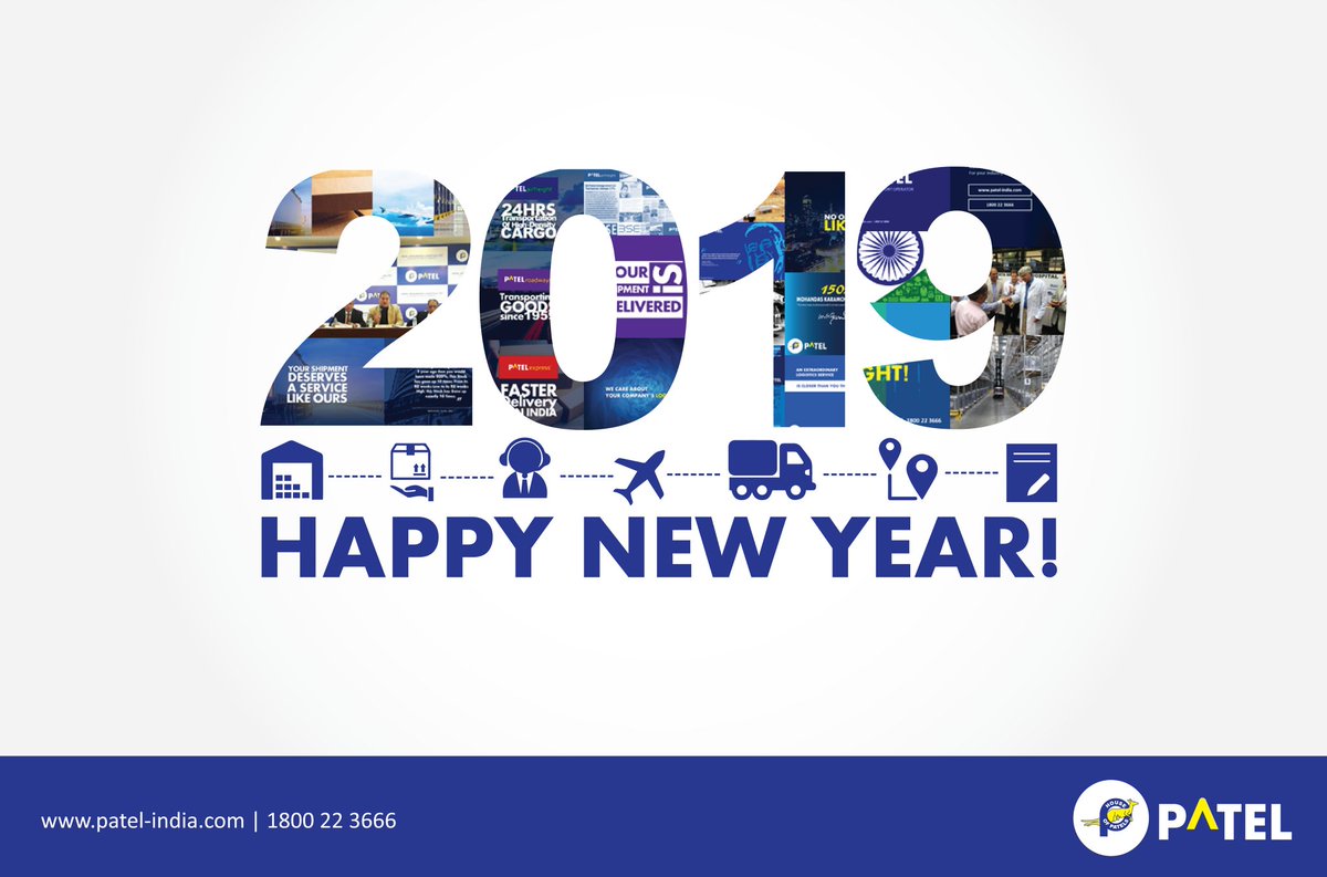 PatelIntegrated's tweet photo. PATEL wishes one & all a very #HappyNewYear2019
#LogisticsInIndia #2019 #HappyNewYear #PatelIntegratedLogisticsLtd #2k19 #NewYearCelebrations #India
https://t.co/IQK6FHQyL4 | 1800 22 3666 https://t.co/hCjvRiadKN
