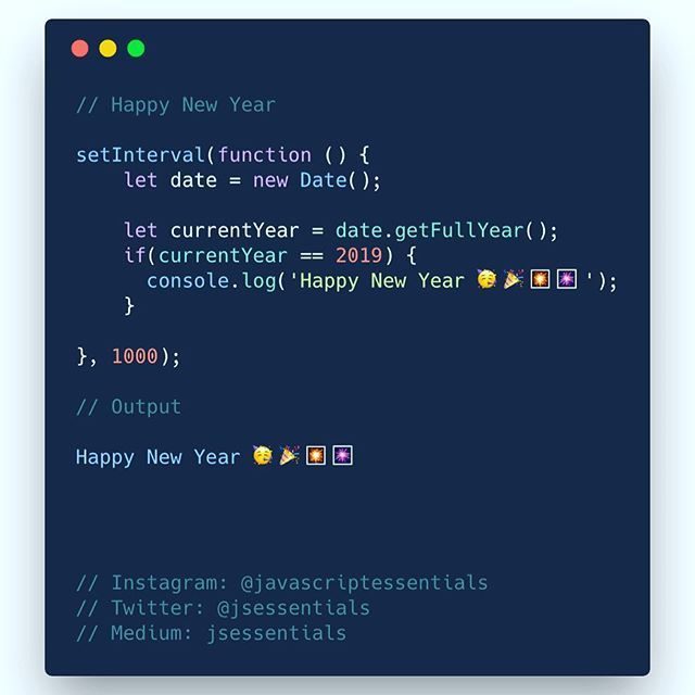 jsessentials's tweet image. Happy New Year 🎉🎇🎆 #happynewyear #happy2019 #javascriptessentials #css #css3 #html #code #coder #coding #frontend #es6 #angular #reactjs #vuejs #codinglife #worldcode #programmer #frontenddeveloper #development #programming #webdeveloper #100DaysOfCo… bit.ly/2EZJcGs