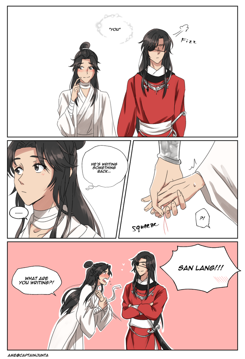 xie lian writing words into hua cheng's palm is too cute for him to handle
#HeavenOfficialsBlessing #天官赐福 #hualian 