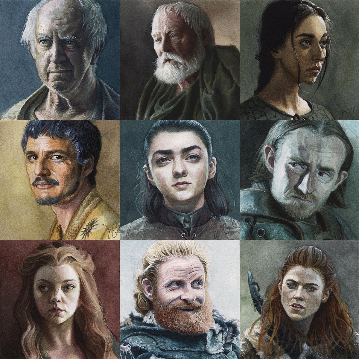 blau_fosc's tweet photo. My best 9 of 2018. #bestnine2018 #watercolor #portrait #art #GameofThrones #BestOf2018 https://t.co/Hk2vE0R4j9