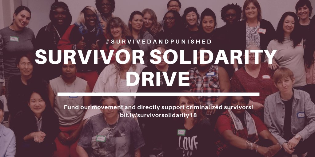 A group photo of S&P members and formerly incarcerated survivors at December 2017 convening. #SurvivedAndPunished Survivor Solidarity Drive: Fund our movement and directly support criminalized survivors! bit.ly/survivor solidarity18