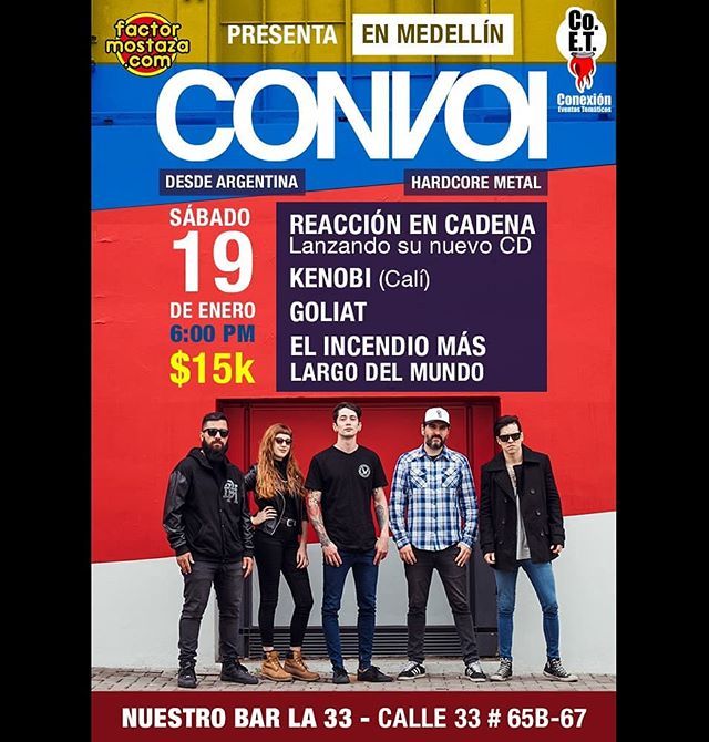 factormostaza's tweet photo. Vamos arrancar realizando el primer concierto del año, desde Argentina @convoi_oficial en #Medellín Sábado 19 de Enero.
#FactorMostaza #HardcoreColombia https://t.co/FK07N8n0kd https://t.co/vWA8JpQAKO