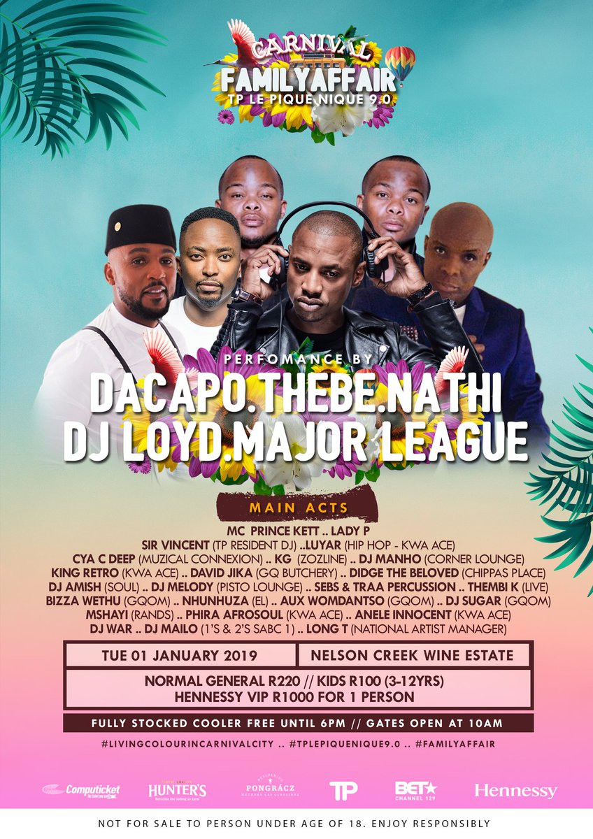 TP Le Pique Nique 9.0 

Who said we done yet? 2019 you flippen ding 🔥🔥🔥🔥🔥💯NATHI Live - uthe akafuni uhamba eKapa engaBlessanga nge set....his performing early BETTER COME ON TIME 💃🕺🥇🔐

BET AFRICA Live (WE INTERNATIONAL)

#LivingColouraInCarnivalStyle #FamilyAffair