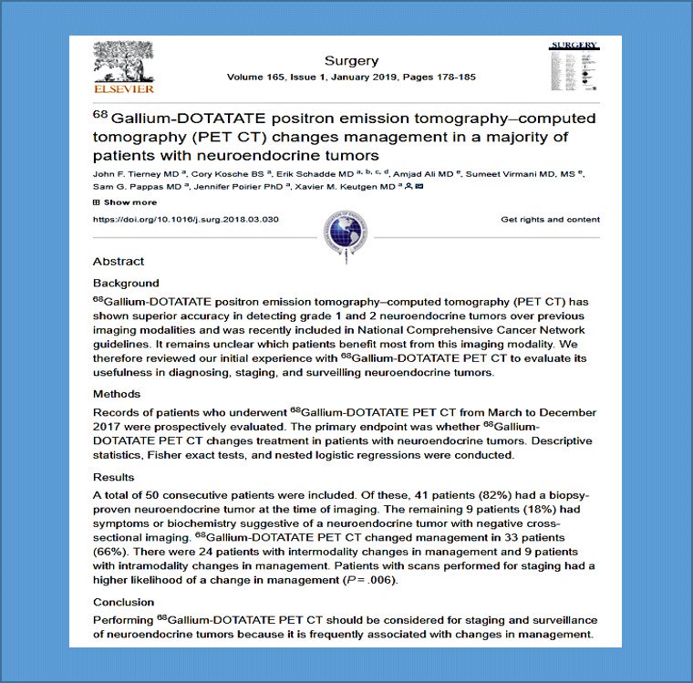 TheAAES's tweet photo. Do 68Gallium-DOTATATE PET CTs affect management of patients with #neuroendocrine tumors?
https://t.co/tmqI377oXF @TheAACE @CarcinoidNETs @AMEN_SUPPORT @TheEndoSociety @AmCollSurgeons @AmBdSurg @SurgJournal @ElsevierConnect #AAES2018 https://t.co/MkutIBm3KT