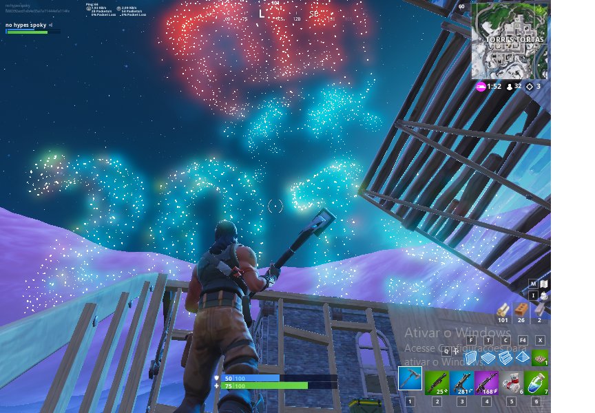 MANO!!! eu estava jogando ainda agora e do nada comecei a escutar explosões e músicas tocando e do nada todo mundo começou a dançar, quando eu olho pro céu... poowww feliz 2019, mano eu amo o fortnite puta merda ♥♥♥♥