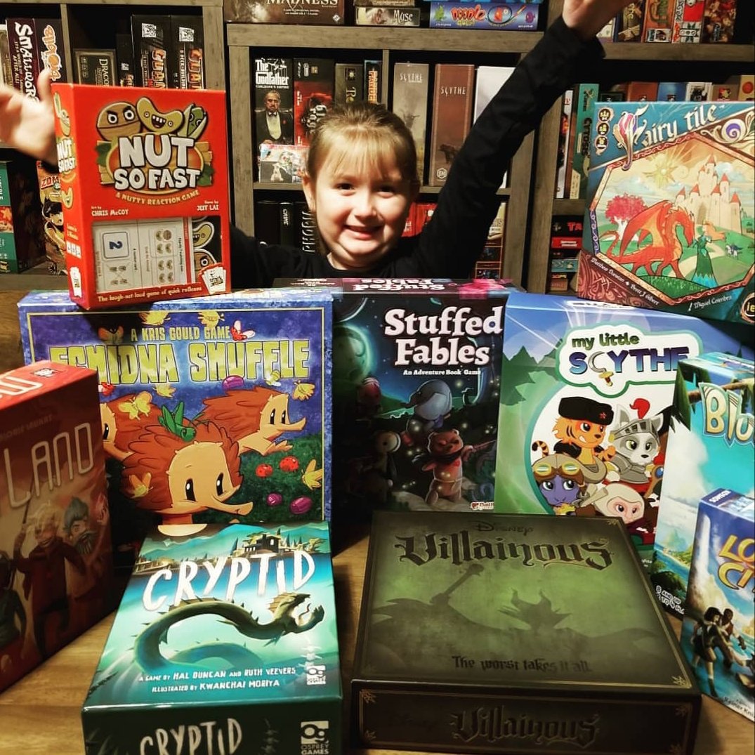 Our Top 10 2018 Games to play with our 7yr old
#MyLittleScythe #StuffedFables
#EchidnaShuffle #Cryptid #Villainous #NutSoFast #BlueLagoon #Megaland #LostCitiesRivals #FairyTile @RedRavenGame @wonderforge @BlueOrangeGames @SmirkandDagger @OspreyGames @Wattsalpoag @ThamesAndKosmos