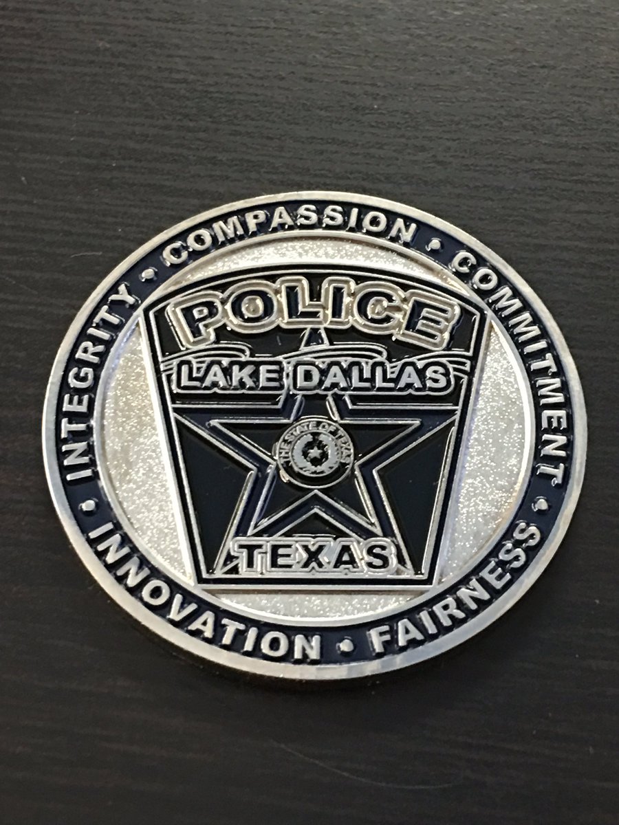 LakeDallasPD's tweet photo. Our last &amp; greatest challenge coin giveaway of 2018. Wait...this time we are adding one of our patches with the giveaway. You know what to do if you want this:

1. Retweet
2. Like
3. Follow us

We are less than 200 followers from 6,000. Winner picked randomly when we pass 6000. https://t.co/3hs6UPoR1p