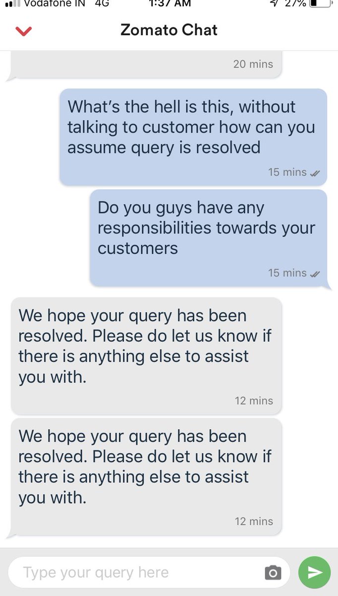 VikasDesai13's tweet image. #Zomato customer care chat #pathatic customer service