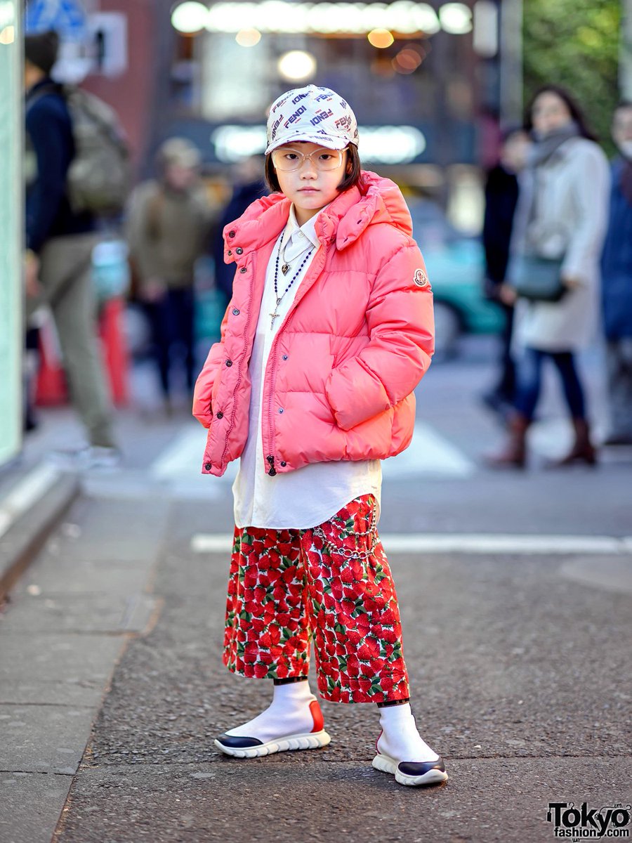 8-year-old Coco Princess on the street in Harajuku wearing a Moncler ...