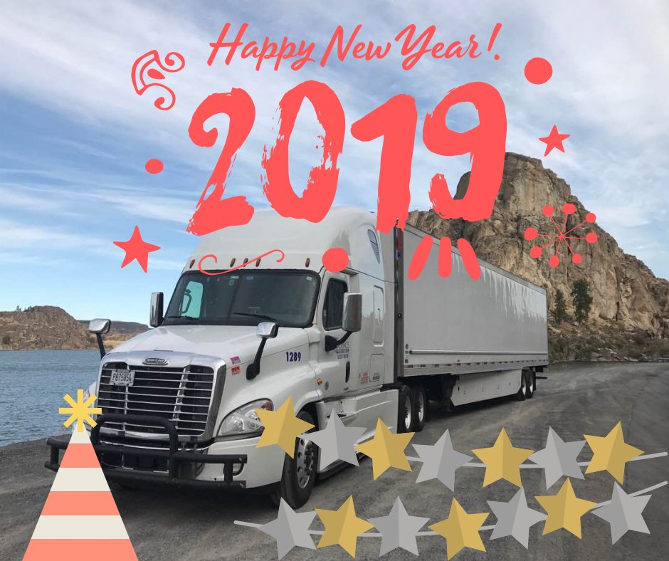 Cadencelogistic's tweet photo. Happy New Year 🎄🌟 to all the drivers, dispatchers, office staff, and everyone in the trucking industry! Be safe... and thank you for the wonderful year! 🙏 #NewYearsEve #HappyNewYear2019 #trucking #drivers #OTR #transportation https://t.co/DZWAvZKPN0