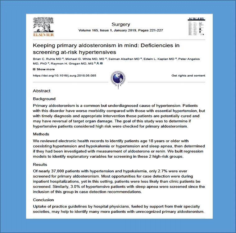 TheAAES's tweet photo. Don't miss opportunities to screen for primary aldosteronism - keep these patients. in mind. https://t.co/ap4Y5mb8tJ
@TheAACE @IAESurgeons @TheEndoSociety @IAESurgeons @adina_turcu @thebyrdlab @AmCollSurgeons @AmBdSurg @SurgJournal @ElsevierConnect #Conn #AAES2018 https://t.co/dcEDetxB4b