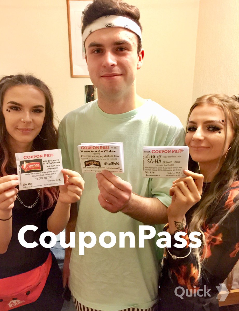 PassCoupon's tweet photo. Look out for these Money saving Coupons and Special offers. #coupons #HappyNewYear2019 #Sheffield #freedrink #freeoffer https://t.co/M8c6RFNsLT