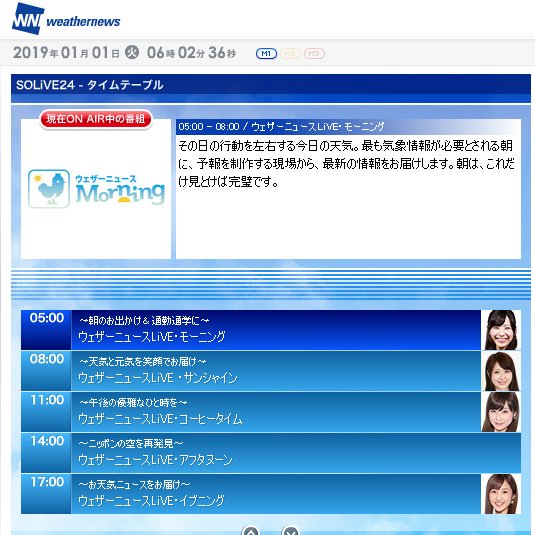 ウェザー ニュース 番組 表