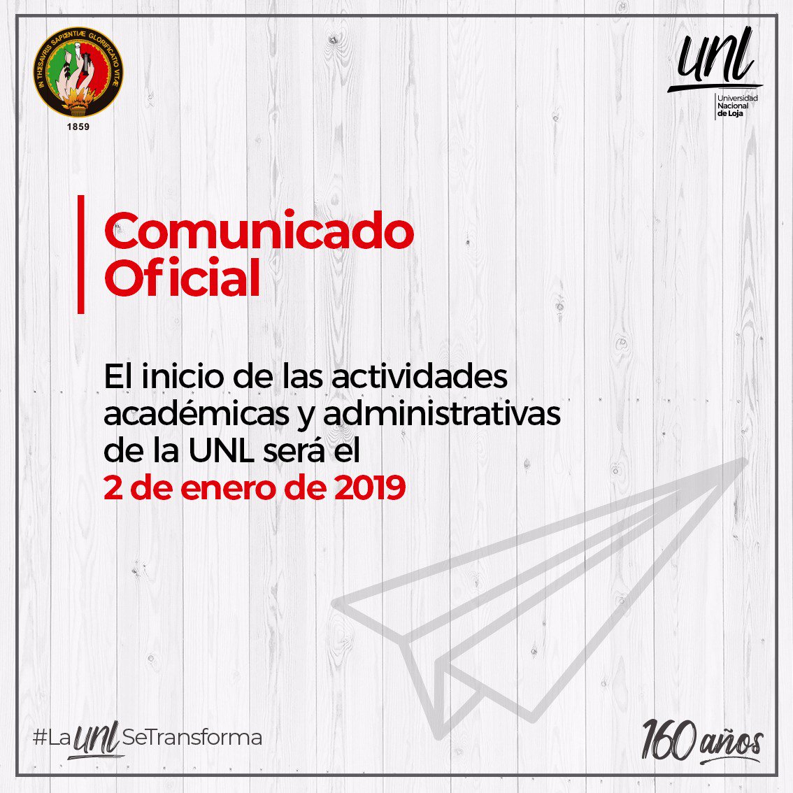 ¡Atención! Retomamos actividades el 2 de enero de 2019 👇