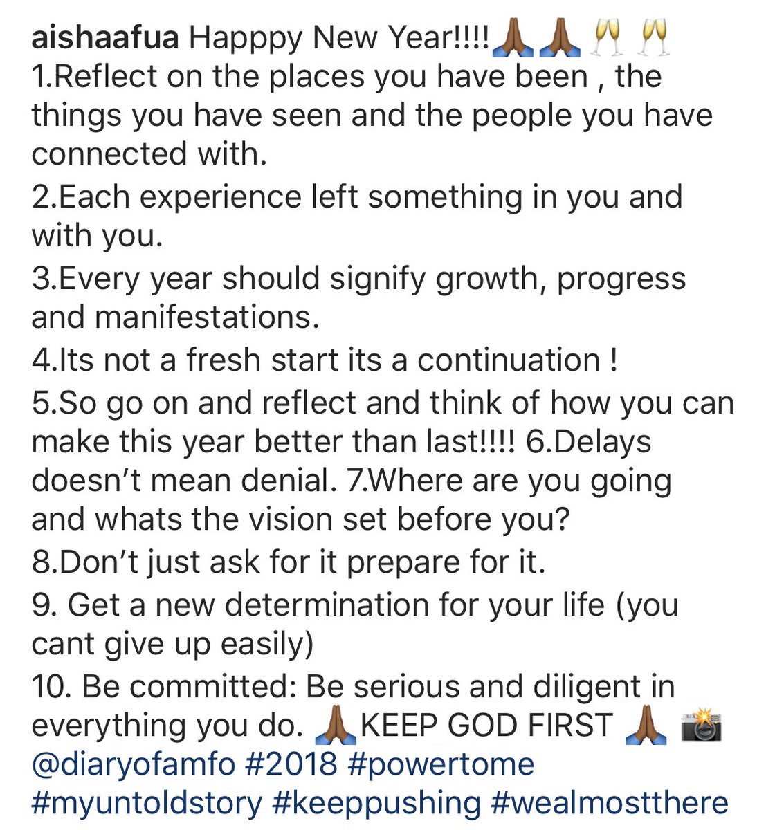 aishaafua's tweet photo. This was my 10 tips for 2018! It still applies to the upcoming year! #newyear #2018lessons #aishaaddo https://t.co/NvxcNmuW18
