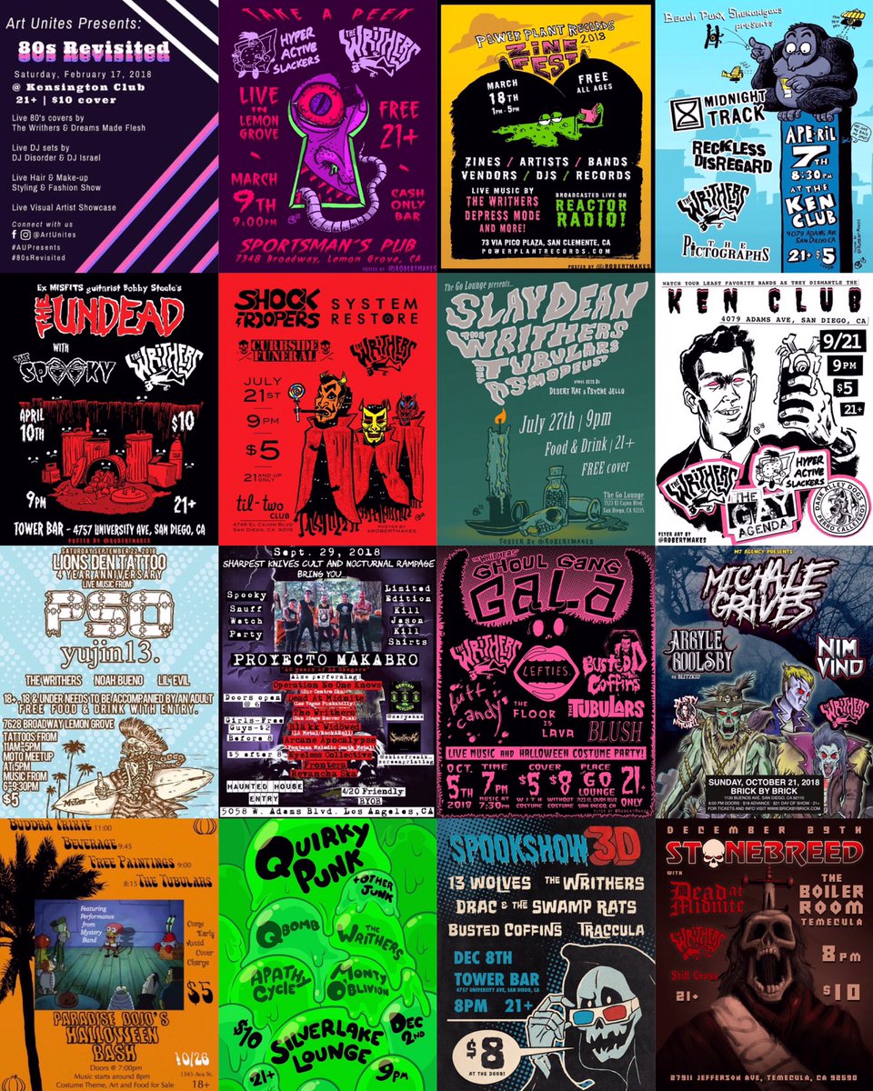 TheWrithers's tweet photo. 2018 WRAP! The Writhers played 16 killer shows across SoCal. There are numerous people we’d like to thank specifically, but too many for one tweet. Thank you everybody. Let’s dominate 2019 together, ghoul gang! 🖤💀
#2018wrapped #appreciationpost #writhers #punk https://t.co/UuTOWxjA8W