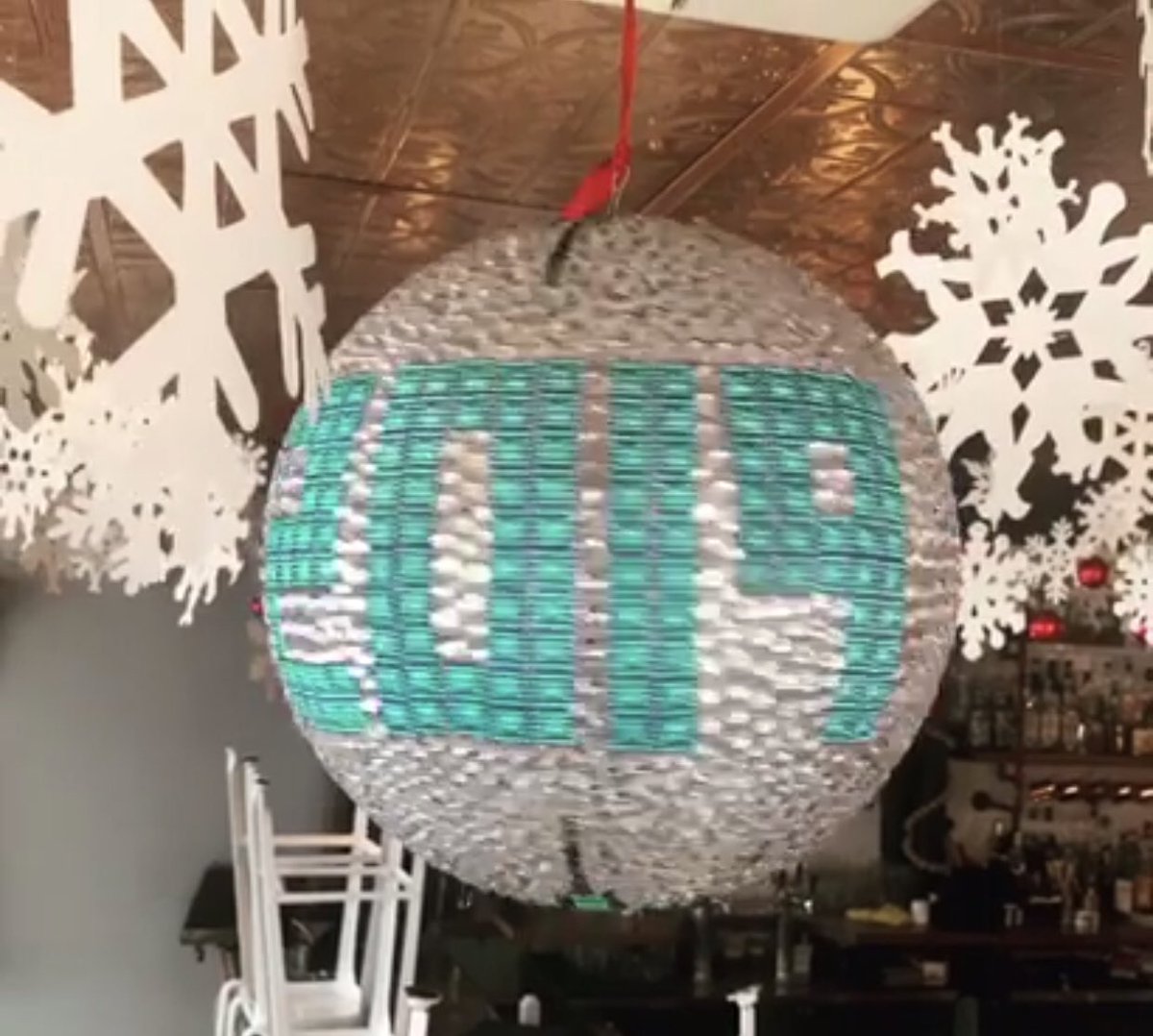 Who needs a TV! We have our own ball to drop that Sophie has been bedazzling through the night. Cheers to 2019!! 💎💎💎🎊🎉🥂🙌🏻💎💎💎