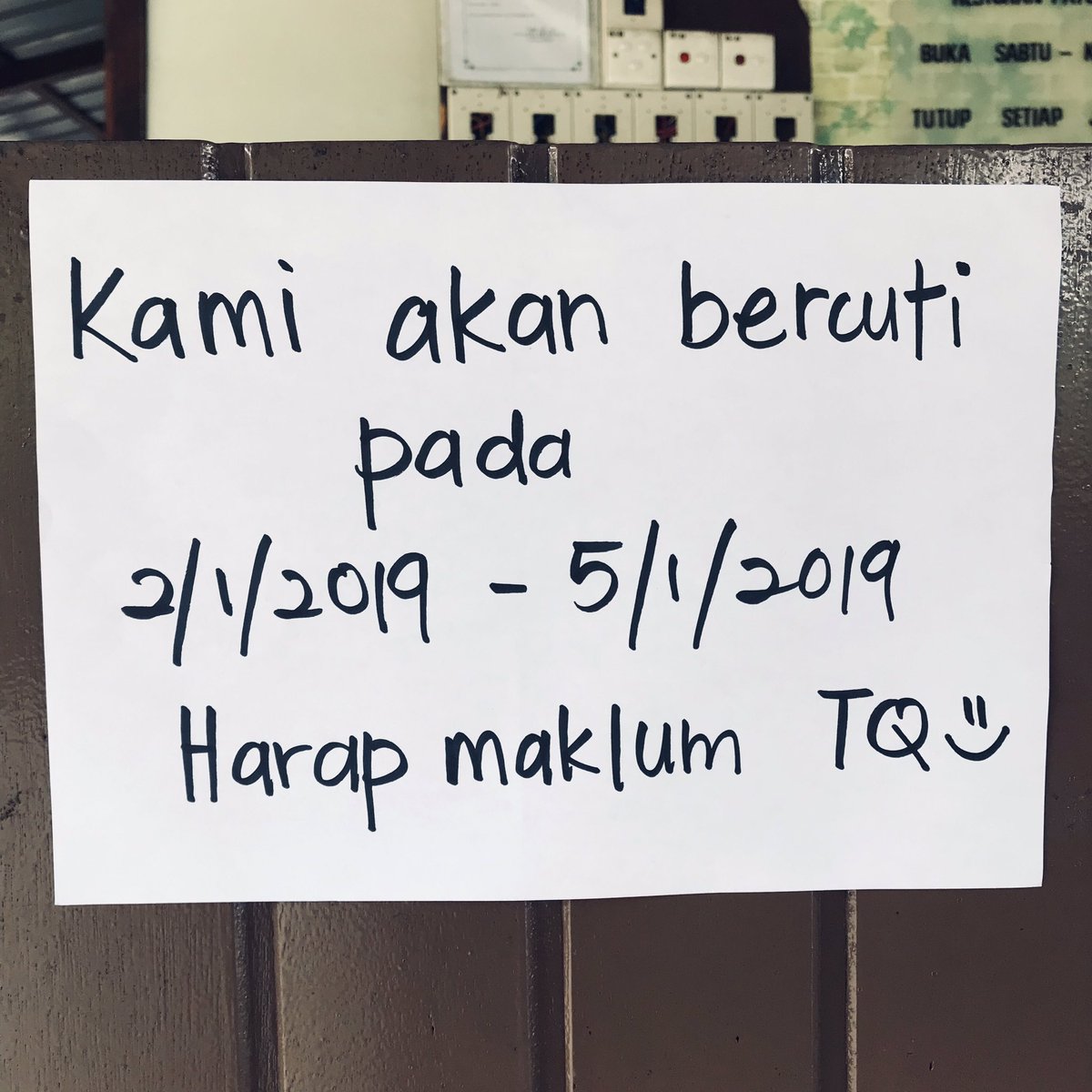 restoranpayung's tweet photo. 🌂
Hari ni hari terakhir kami beroperasi sebelum bercutinya kami pada 
Rabu 2/1/2019 - Sabtu 5/1/2019.
.
Kami akan buka semula pada hari Ahad 6/1/2019. Harap maklum😉 TQ https://t.co/DTYfw4kzZF