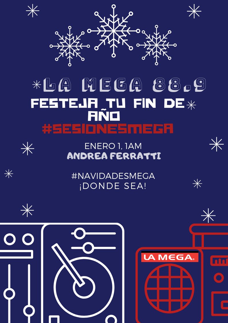 MelectronicoVE's tweet photo. Dale Play ahora a las  #SesionesMega 
Con @andreaferratti 

#NavidadesMega
#Djs
#DondeSea
#Lamega889pzo

https://t.co/fjjjDypgfS… https://t.co/UCm7RaCYXA