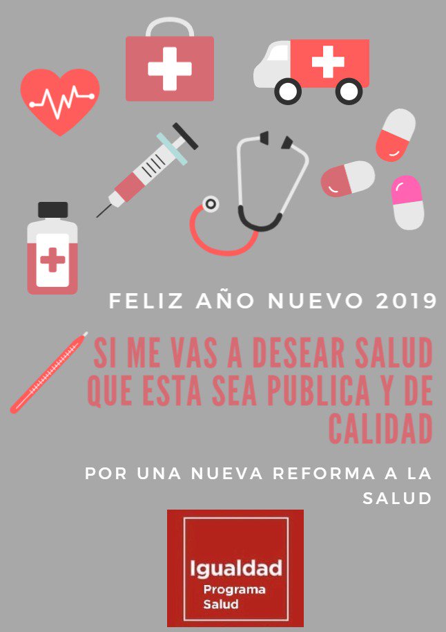 soledadbarria's tweet photo. Por una nueva reforma a la salud, feliz año 2019 les desea el #ProgramaSalud del Instituto Igualdad https://t.co/YPedwTQzAQ