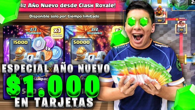 Estamos en directo‼️ Regalando $1,000 en Tarjetas🤑 Especial Año Nuevo🎉 | Clash Royale youtu.be/U2xHzEp-WpM vía <a href="/YouTube/">YouTube</a>