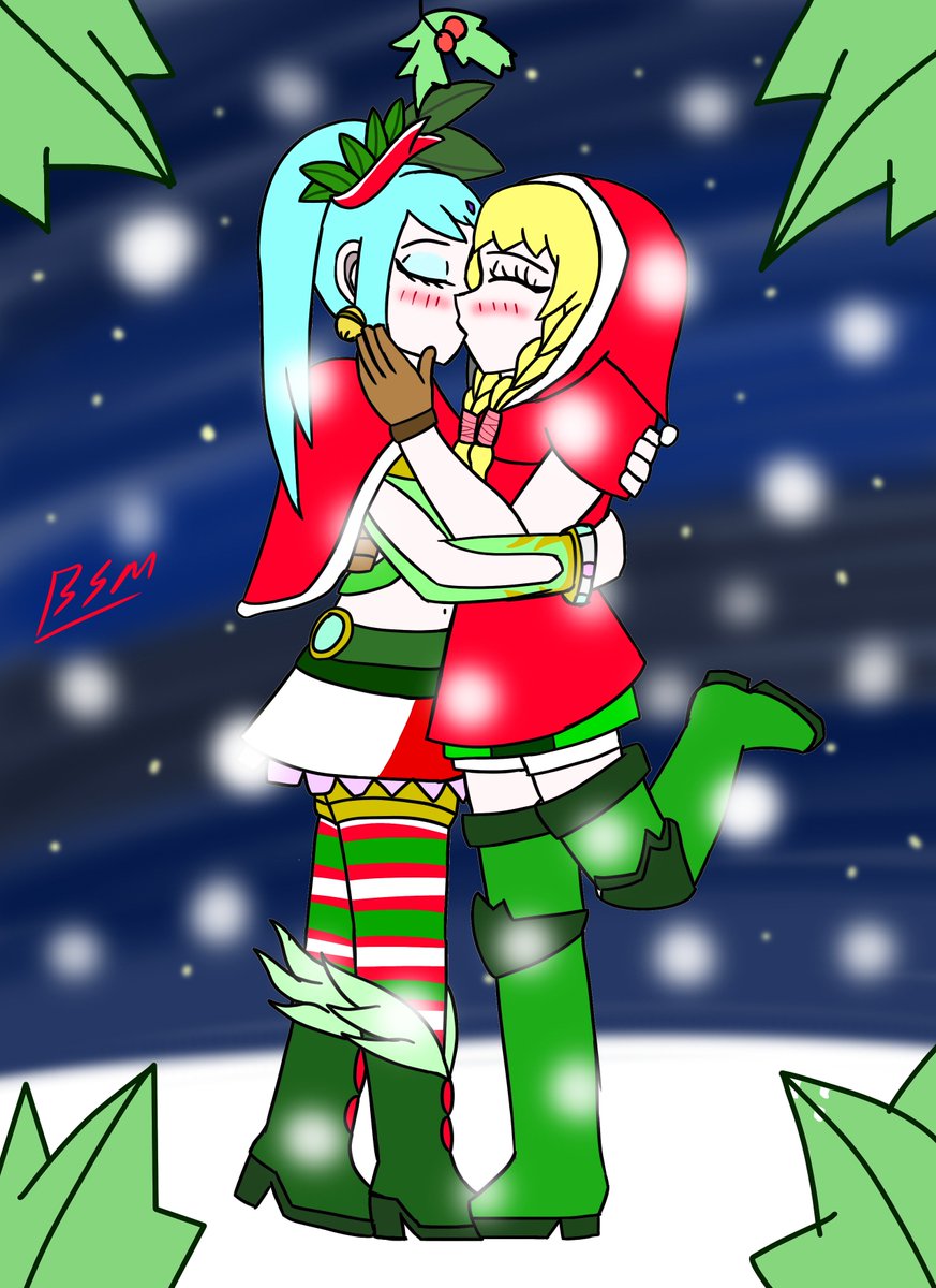 MamaLuigi2018's tweet photo. Hyrule Warriors-LaLinkle Happy Holidays: One last holiday picture before the year ends celebrating my OTP. Going to start uploading old art tomorrow. Here's to 2019 #Linkle #Lana #HyruleWarriors #LaLinkle https://t.co/uJrORSCRia