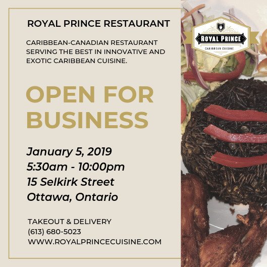 RoyalPrinceOtt's tweet photo. CARIBBEAN-CANADIAN RESTAURANT SERVING THE BEST IN INNOVATIVE AND EXOTIC CARIBBEAN CUISINE.
#ottawafood #ottawafoodies #ottawafoodie #ottawstyle #ottawaeats #ottawarestaurants #ottawaliving kanata #barrhaven #613bundles #613eats #613style #613food #narcityottawa #narcitycana… https://t.co/MFvNkYKQyu