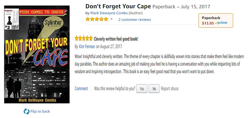mindseyemark's tweet photo. "This book is an easy, feel-good read that you won't want to put down." Check out all the reviews of DON'T FORGET YOUR CAPE on Amazon - https://t.co/r8QvjVqs1y  #INSPIRATION #MOTIVATION #MDC_BOOKS #MotivationMonday #BookLovers #Librarians #Leadership #Management #FridayFeeling https://t.co/KUnIPL6ufx