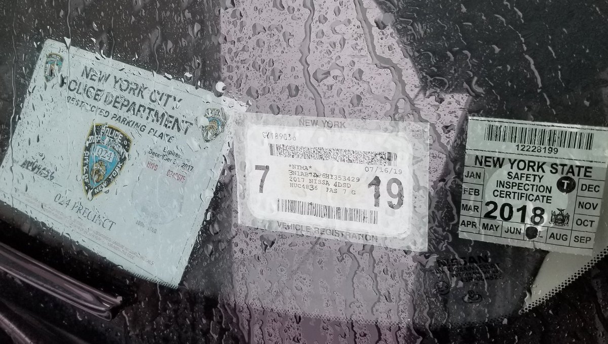 Altered expired placard on an illegally parked car with a safety inspection that expired months ago.STILL.The  @NYPDnews is actively protecting this  #placardperp from enforcement. And  @OIGNYPD chooses to ignore it.That's  #placardcorruption.