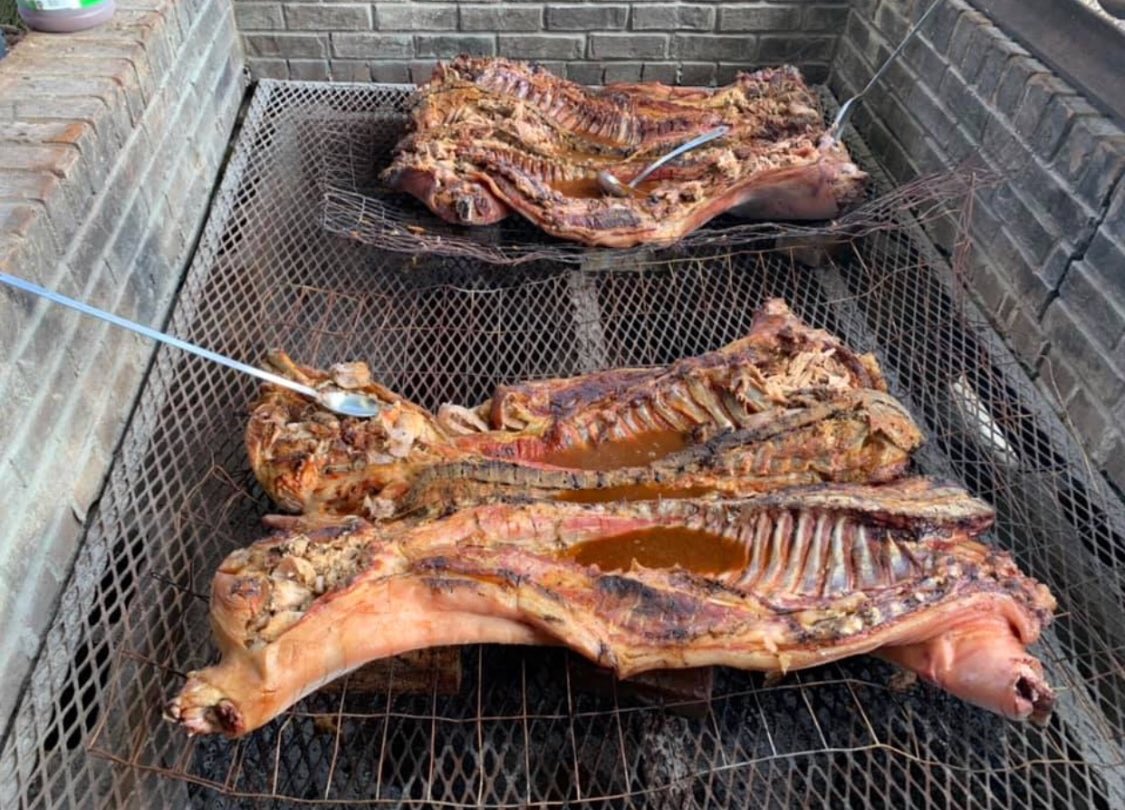 Pluvlaw's tweet photo. We don’t mess around in the Pee Dee. #WholeHog #TeamVinegar #HogsHeadCheese #CroatianLiberationCelebration @rgrikard @rocket1216 @hboydbrown @DrewRadeker https://t.co/kxQPwzgIYG