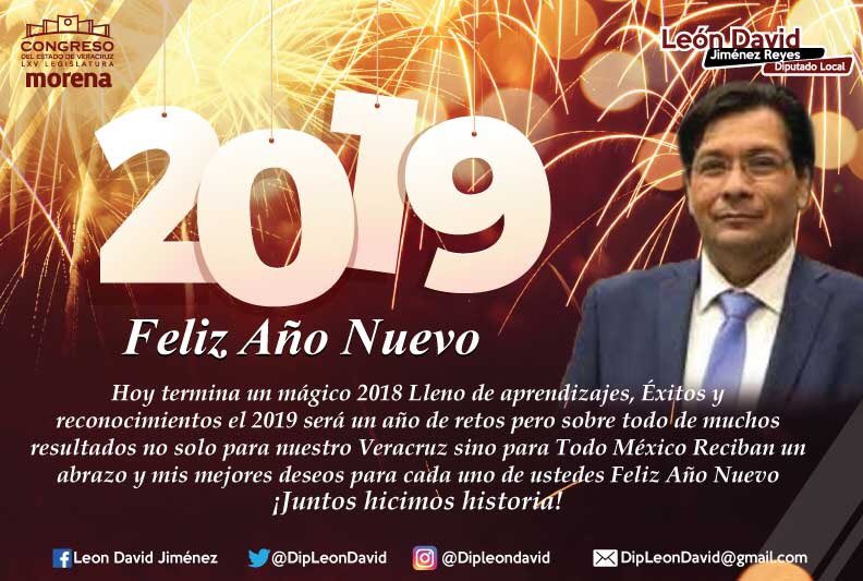 dip_leon's tweet photo. ¡Feliz Año Nuevo! 
Por un año lleno de salud, trabajo y mucho amor siempre. 

#DipLeonDavid
#DiputadosMorenaVeracruz
#LegislaturaLXV
#PresidenteEducaciónYCultura https://t.co/DHrSaRu1yA