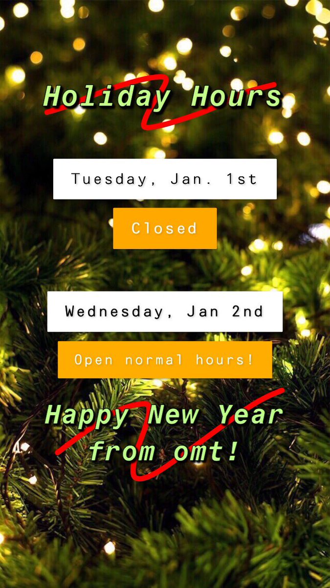 omtdivineresale's tweet photo. Happy New Year from all of us at omt! 2019 is already here?! What?? 😱🎉

In case you haven’t seen our Insta story yet, omt! will be closed tomorrow, January 1st and will reopen on Wed., January 2nd with normal hours! See you then! 🥳💖 https://t.co/Fan2GAPqmo