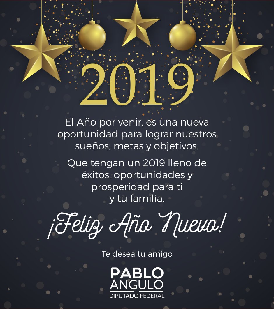 El 2018 ha sido un gran año pero estoy seguro que el año por venir será mejor. 
¡Les deseo un excelente 2️⃣0️⃣1️⃣9️⃣, lleno de salud, éxitos y prosperidad para ti y tu familia!
🎉🎄🎊 #FelizAñoNuevo