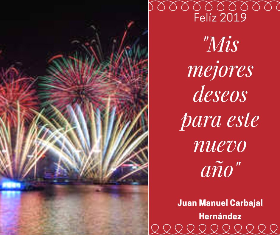 jmcarbajal's tweet photo. Porque cada año es un nuevo camino que recorrer, les deseo todo el éxito y lo mejor para este año #feliz2019.
Sigamos #JuntosMoviendoCHalco https://t.co/xpJp3Wbi2T