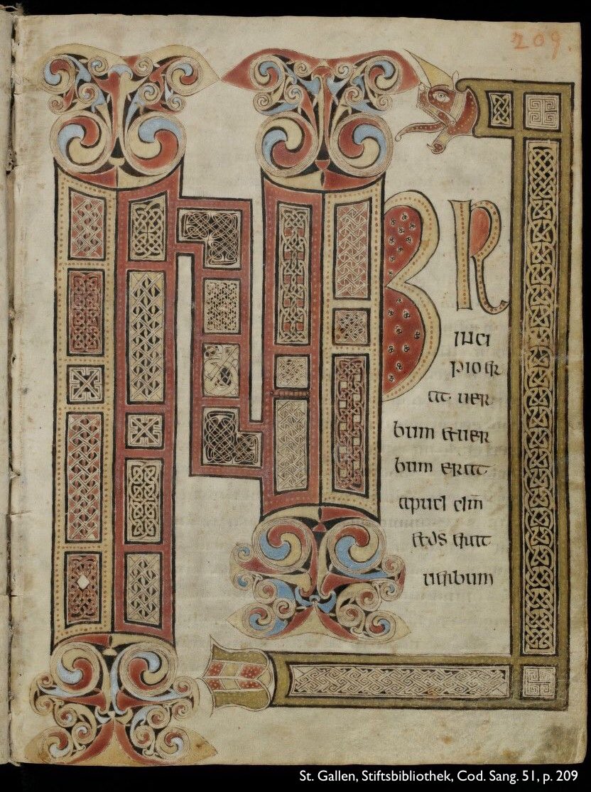 NyarlathoSteph's tweet photo. Some old beginnings for a new year: “In principio …” (In the beginning …).
1. Wearmouth-Jarrow, early 700s
2. Ireland / St. Gallen by Irish scribes, c.750
3. St. Gallen (?) by an Irish scribe, 700s
4. Lindisfarne, c.700 https://t.co/nxAfO3gSa8