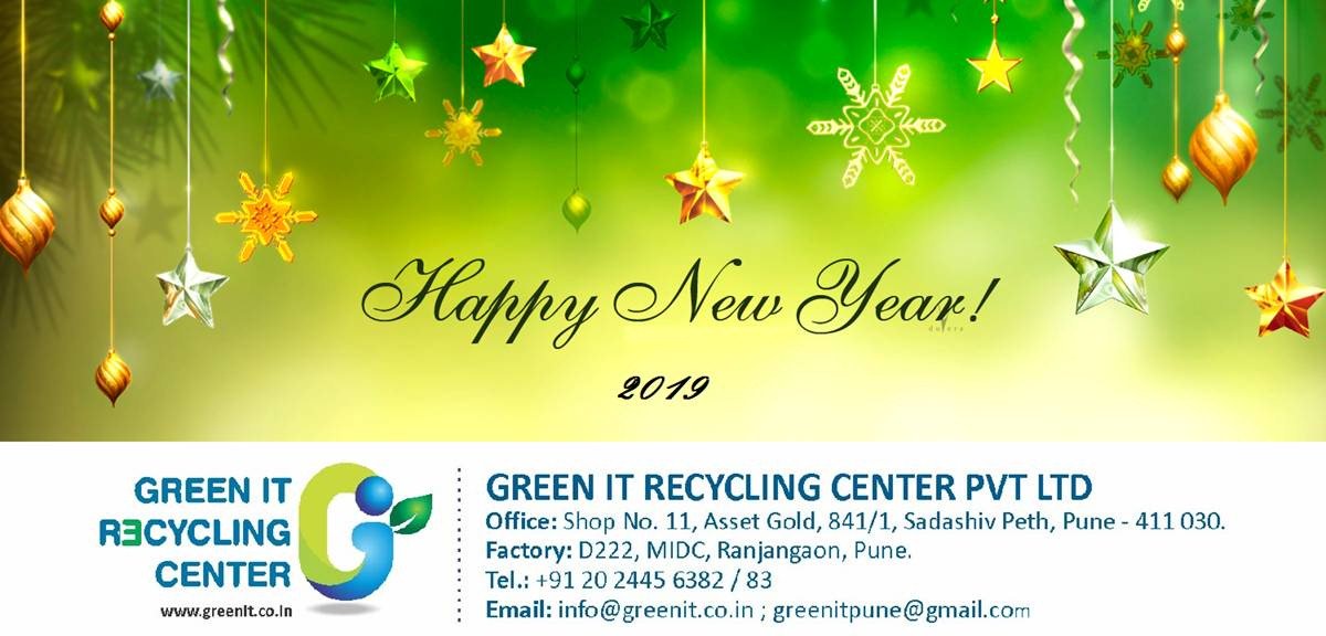 GreenITPune's tweet photo. We thank all Our Customers, Team Green IT and Well wishers for kind support and keeping faith in us to make this planet Green. We are committed for your IT Asset disposal in future too. We wish you Happy, Prosperous, Green Year 2019 #ewaste https://t.co/l5Fyb9Nm33