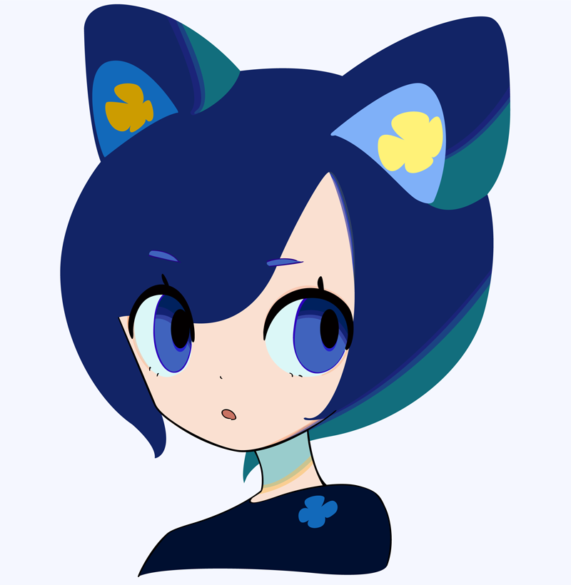 1girl solo animal ears simple background white background blue eyes blue hair  illustration images