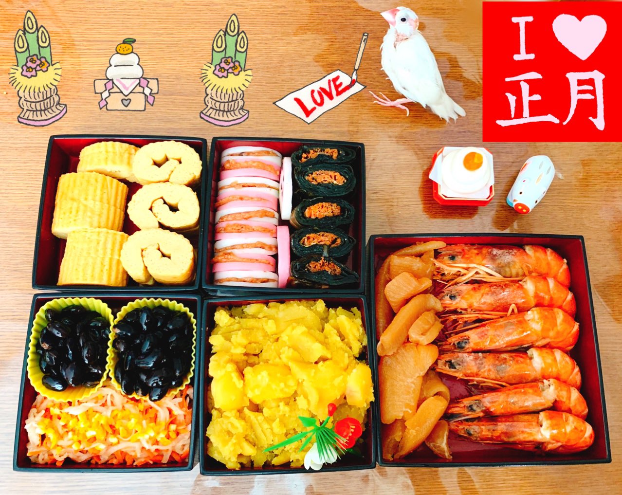 𝔂𝓾𝓴𝓲 昨日作ったおせち料理を盛り付けました 数の子以外全部手作り うまい おせちは絶対買うより作った方がうまい Buncho 文鳥かわいい あけましておめでとう19 Happynewyear19 T Co Yzq6x9szvi Twitter