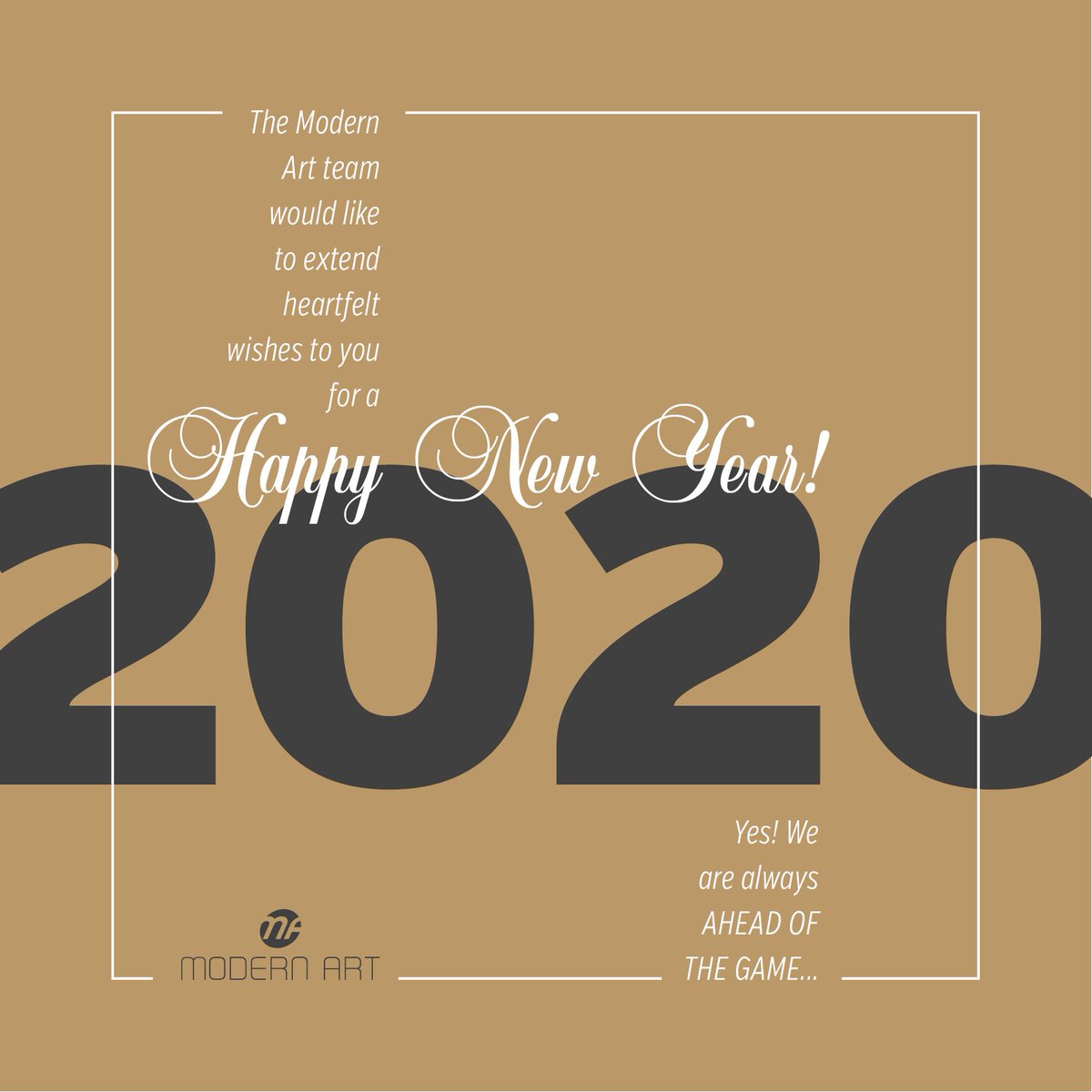ModernArtGraph's tweet image. The Modern Art team would like to extend heartfelt wishes to you for a
HAPPY NEW YEAR!
Yes! We are always AHEAD OF THE GAME...

#HappyNewYear 
#Happy2019 
#HappyNewYearsEve
