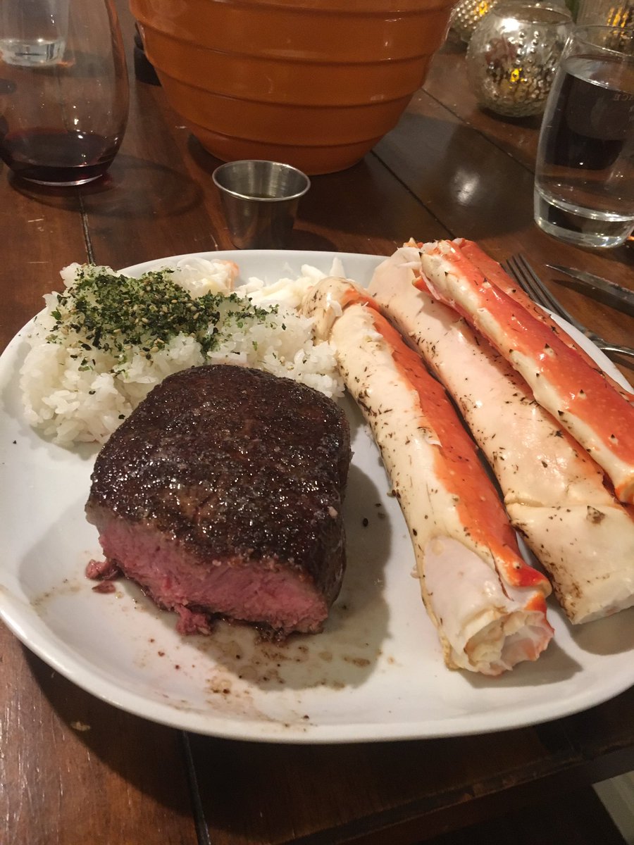 AG858's tweet photo. Wouldn’t want to share this meal with anyone else. King Crab and Ribeye is our thing. Thank you @jackiedgomez11 for being a great mom and wife. 2019 is going to be nuts!!! #HappyNewYears https://t.co/bn5auTgUuE