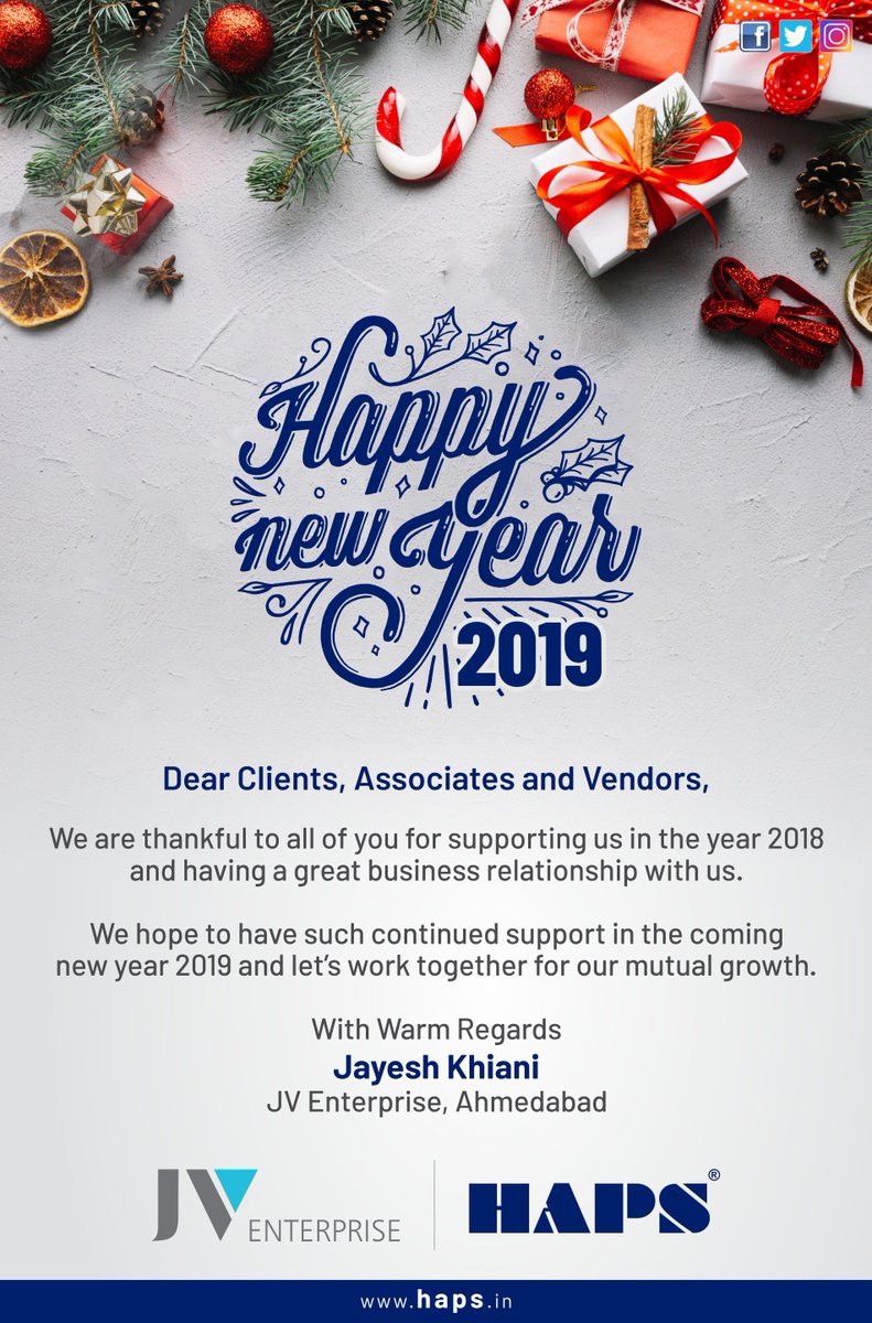 HapsGlobal's tweet photo. 🎆 2⃣0⃣1⃣9⃣ HAPPY NEW YEAR! 🎆
#HappyNewYear #NewYear2019 https://t.co/TeQM341BQg