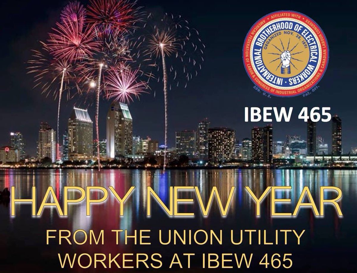 IBEW465's tweet photo. Happy New Year from all of us at IBEW Local 465! Thank you to all of our members for all of your hard work in 2018! We stood united in 2018. We will stand united in 2019! #NYE #NYE2019 #WeAreIBEW465 #UnionUtilityWorkers https://t.co/7CWXgxTobo