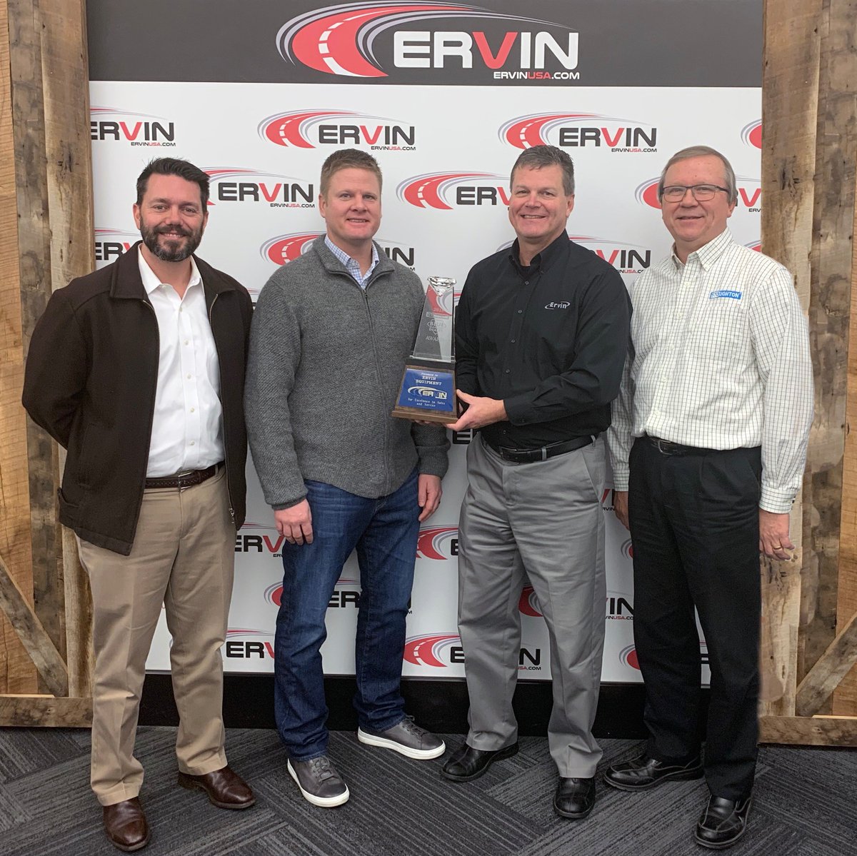 ErvinEquipment's tweet photo. Something very exciting happened today!                                                                                  
Ervin received the Blue Diamond Dealer Award for Excellence. Thank you to all our Customers for making this happen.#Ervin  #StoughtonTrailers https://t.co/8oxwBmzKaj