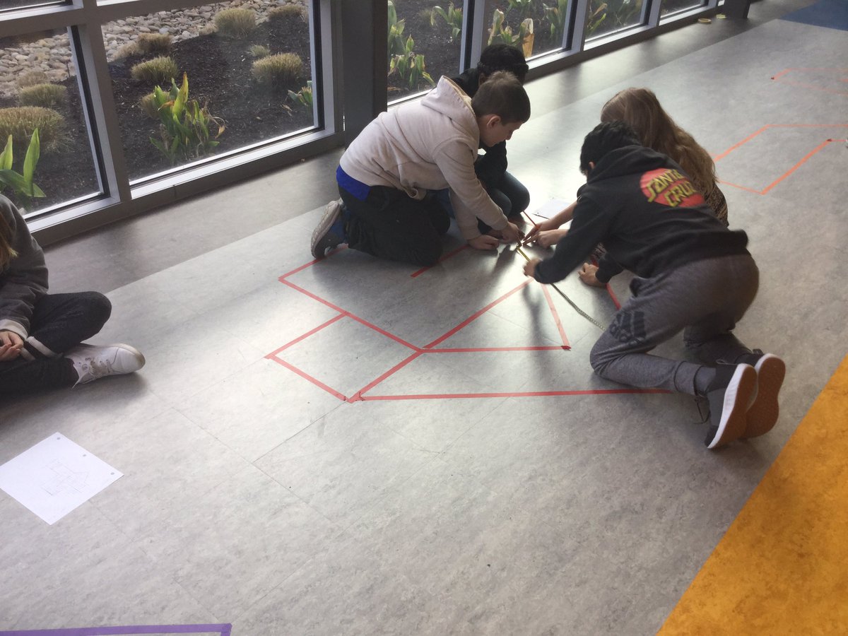 6thGrade <a href="/RivRaiders/">Riverdale Raiders</a> STEM students measuring angles and distance prior to developing pseudo code for <a href="/SpheroEdu/">Sphero Education</a> Bolt Maze Challenge. #EngageTheRaider #STEM