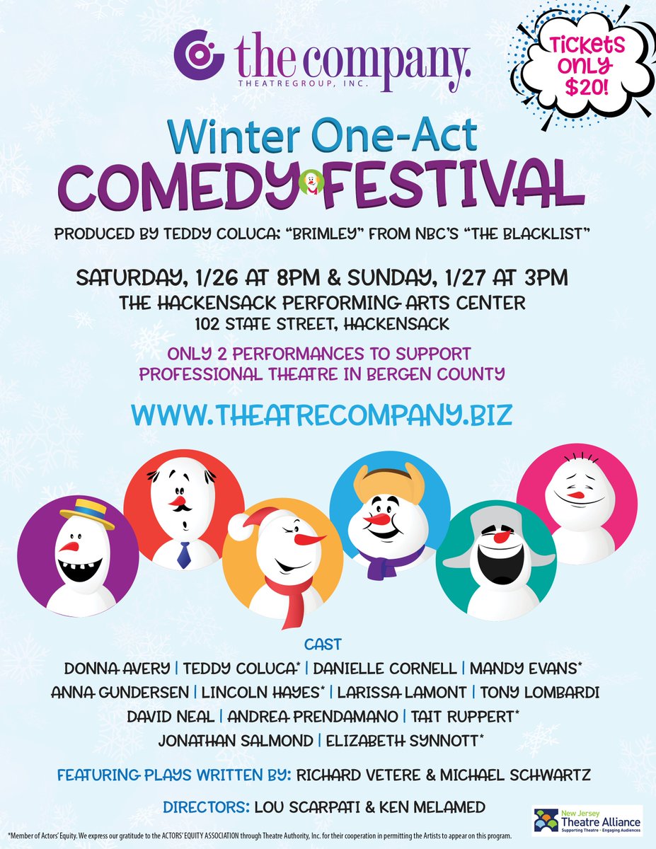 CoTheatreGroup's tweet photo. The Company's Next Production:  Winter Comedy Festival.  Tix for this hilarious show are only $20!!!  Only 2 shows:  Jan 26th &amp; 27th.  Seats are going fast.  So get yours now:  https://t.co/9688Cc9nSg https://t.co/tbAS4hi2mT